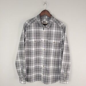 Edgevale Shirt Mens Large Gray Plaid Long Sleeve Button Front Made USA Outdoor